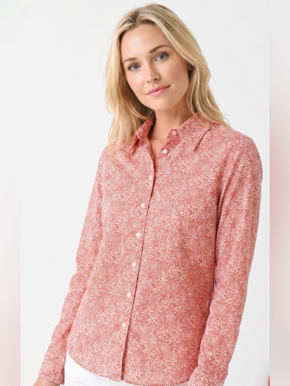 MIKI THUMB Red & white Floral Button-Up Shirt